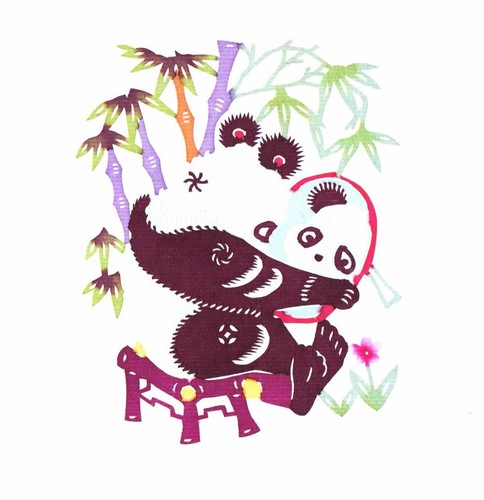 Paper Cuts Pair Panda Set 10 small colorful pieces Zhou 3 packets Lot - Imagen 9 de 11