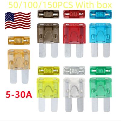 50-150pcs Micro2 ATR APT 5A 7.5A 10A 15A 20A 25A 30Amp Blade Fuses & Fuse Clip