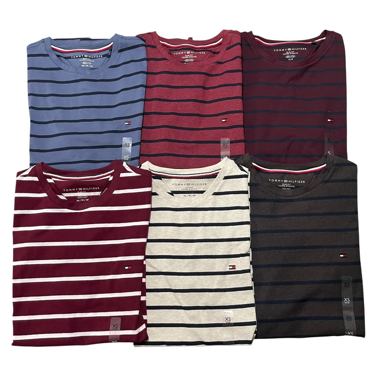 NWT Tommy Hilfiger Men's Slim Fit Stripe Short Sleeve T-Shirt Stretch Jersey Tee