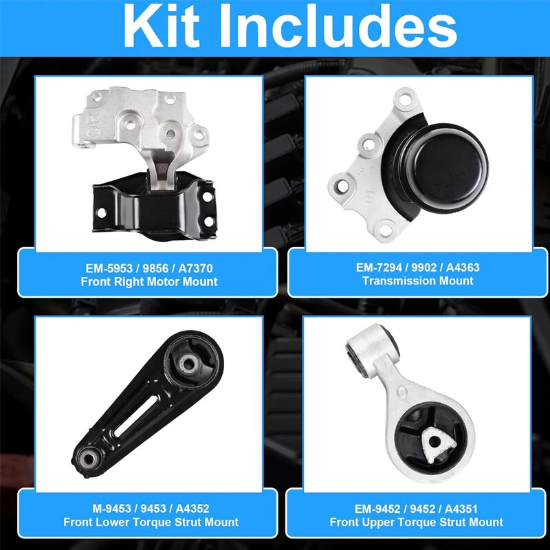 4X Engine Motor Mount Kit Set For 2008-2013 Nissan Rogue FWD CVT Transmission Foto 2 de 4