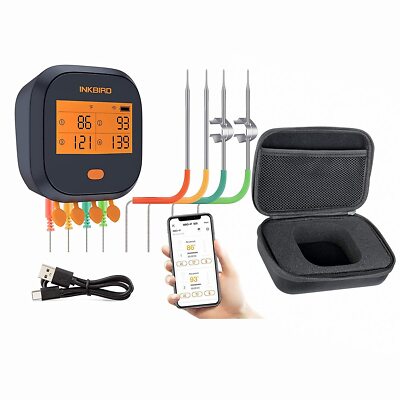 Inkbird WIFI BBQ Thermometer IBBQ-4T Probe Sonden App + Tragbare Tragetasche C/F