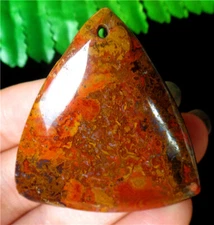 48x45x6mm Natural Tiger Stripes Red Jasper Reiki Triangle Pendant Bead BV63057