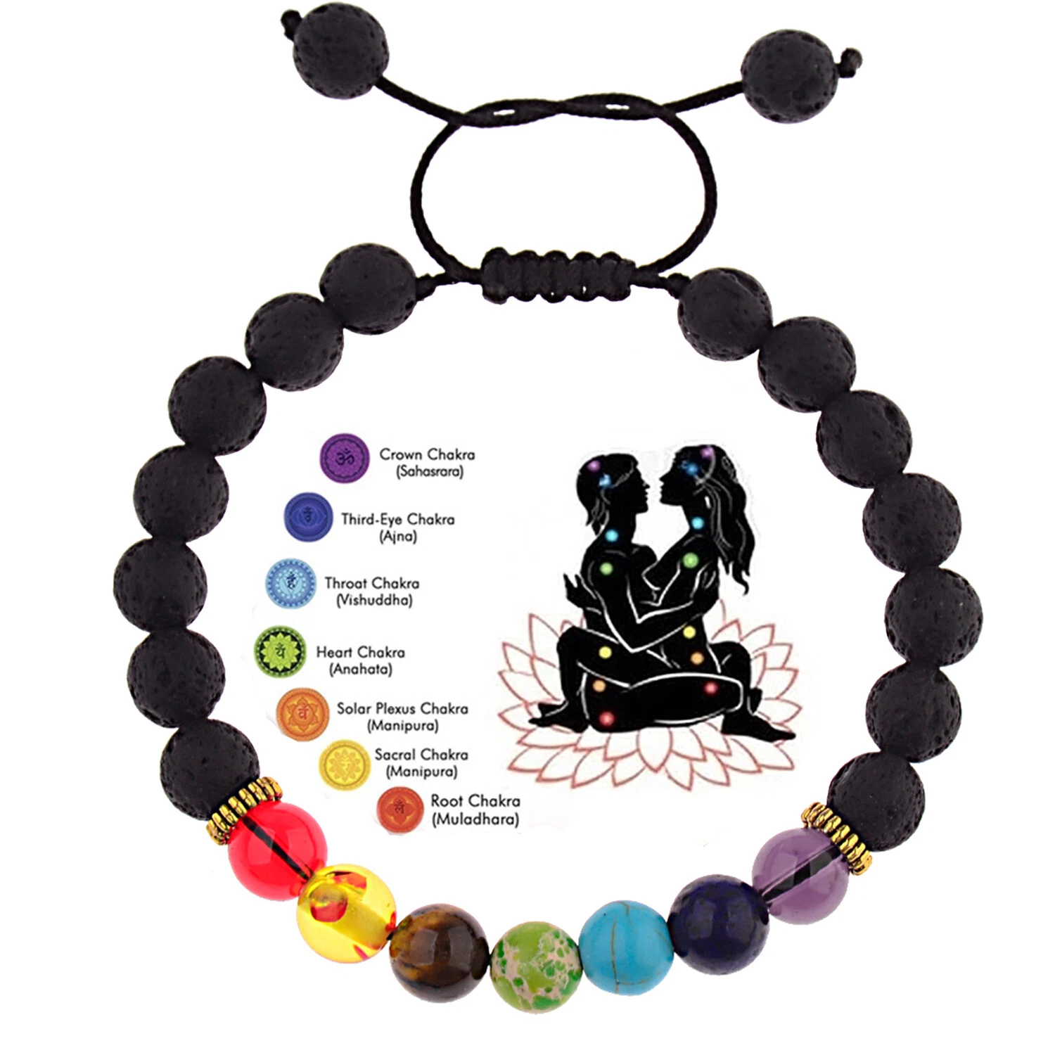 7 pulseras difusoras de piedras preciosas curativas naturales de piedra de lava pulsera de cristal de chakras - Foto 7 de 12