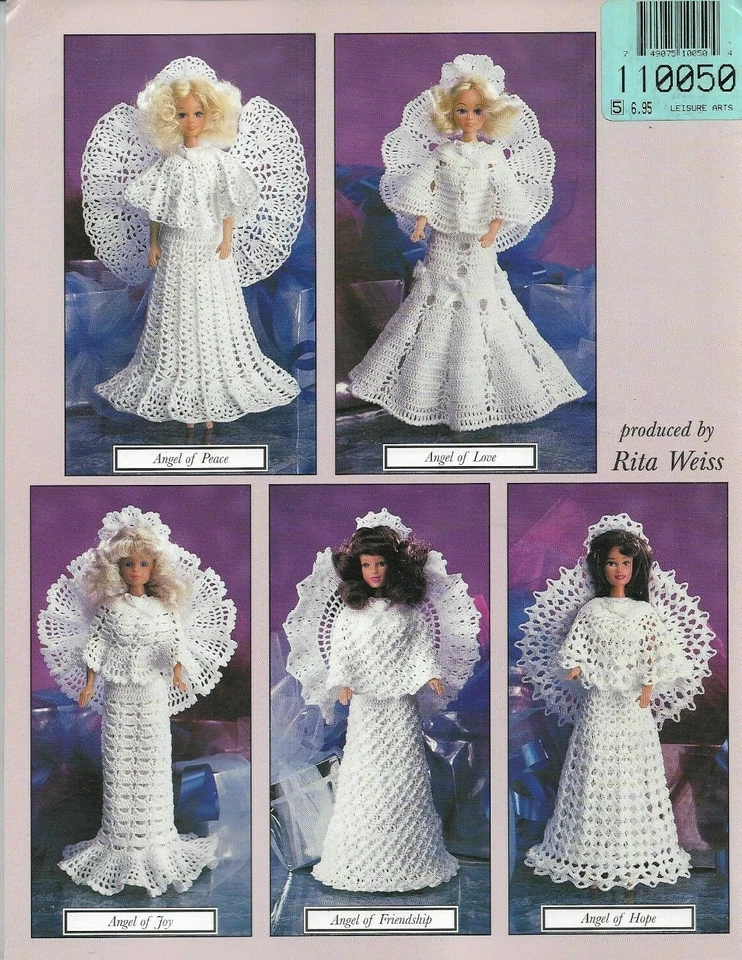 Б/У МОДНАЯ КУКЛА АНГЕЛЫ 5 ПЛАТЬЕ ДИЗАЙНЫ КРЮЧКОМ УЗОР КНИГА - Изображение 2 из 2