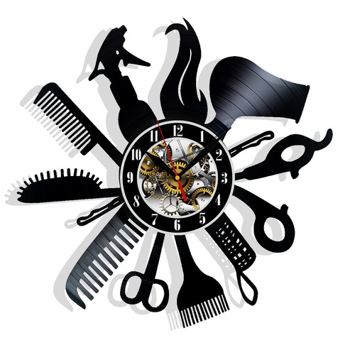Beauty Salon Hairdresser Vinyl Wall Clock Gift Birthday