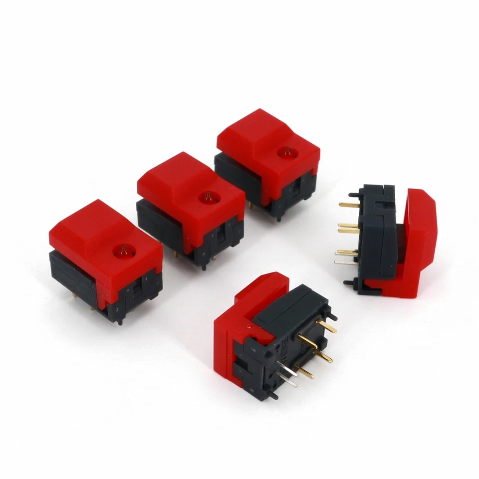 5Pcs Red PB86-A1 6Pin Red LED Momentary SPDT PCB Square Mini Push Button Switch - Image 2 of 4