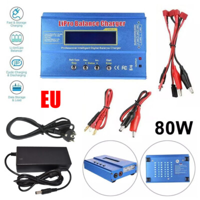IMAX B6 80W Akku-Ladegerät Lipo NiMh Akku Balance Digitales Ladegerät+AC Adapter