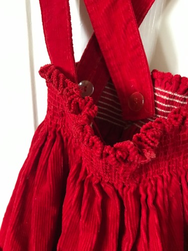Vtg Little Girl's RED CORDUROY +Gingham SKIRT w/RUFFLE Western Square Dance Xmas - Picture 16 of 17