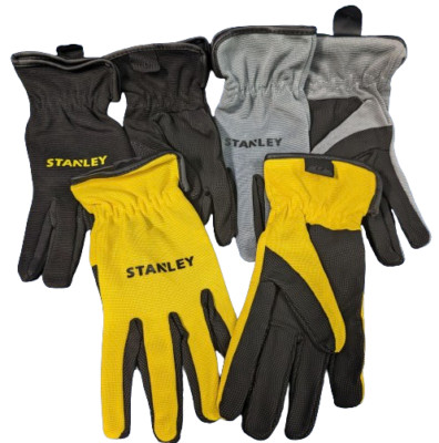Stanley Multi-Purpose Mechanics Gloves LARGE Black Yellow Gray CASE 108 Pairs