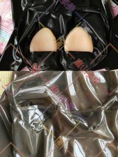 122 Men latex catsuit with C cup silicone breast half pocket cross dresser