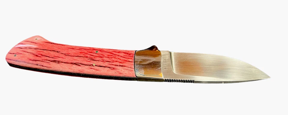 Cubierta de rayos de hoja fija personalizada ATS-34 *Rosa* con funda de cuero KP-1390 Foto 2 de 4