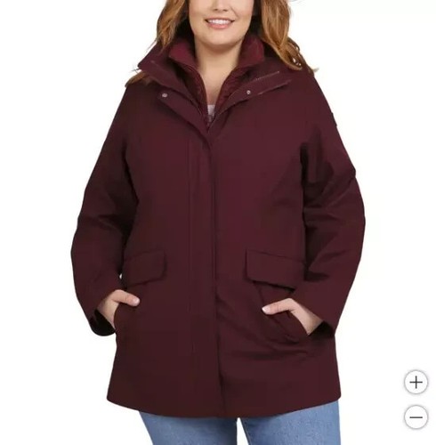 Lands' End Ladies' 3-in-1 Systems Jacket with Hood Maroon Women's Size XXL - Picture 4 of 13