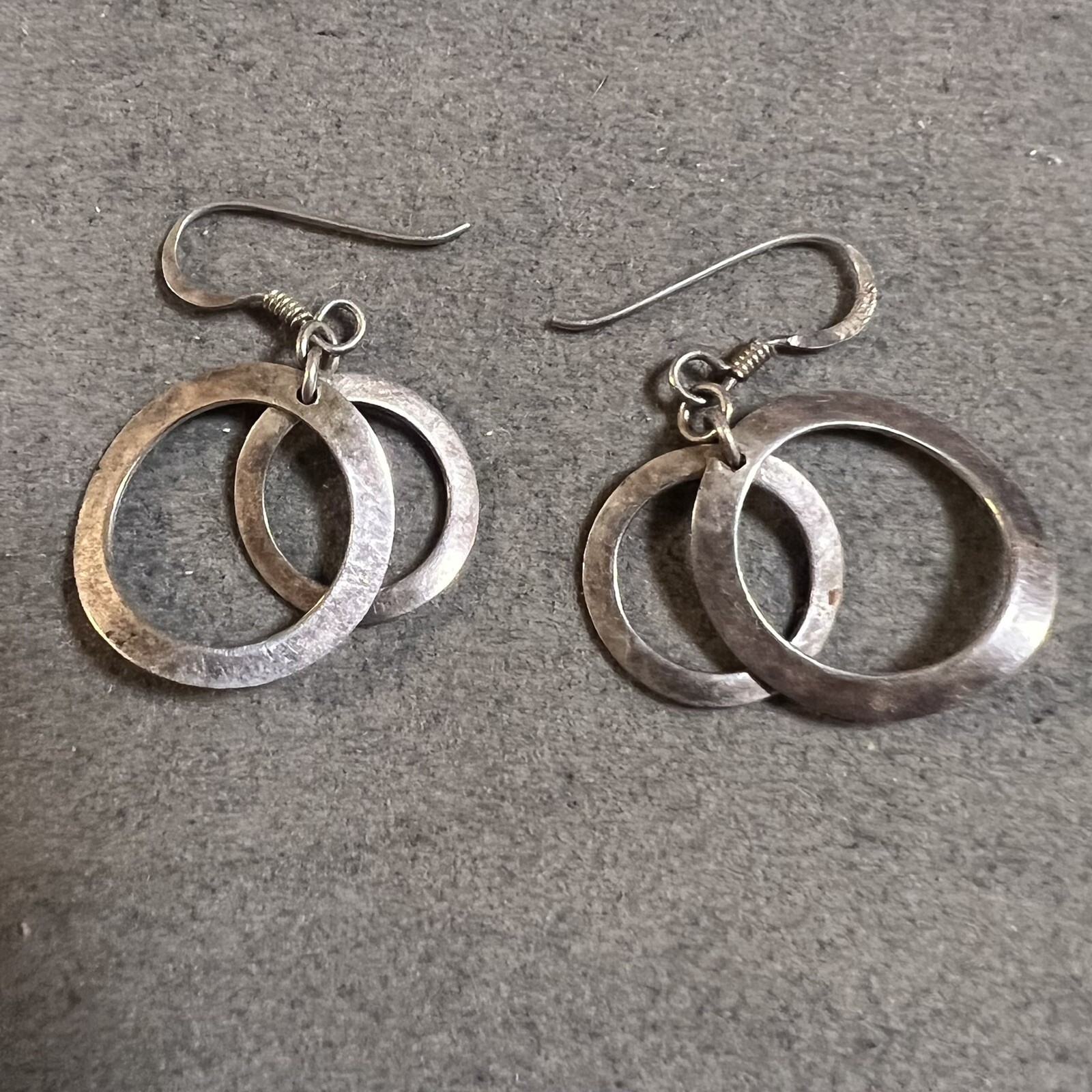 Vintage Artisan Double Circle Dangle Drop Sterlin… - image 12