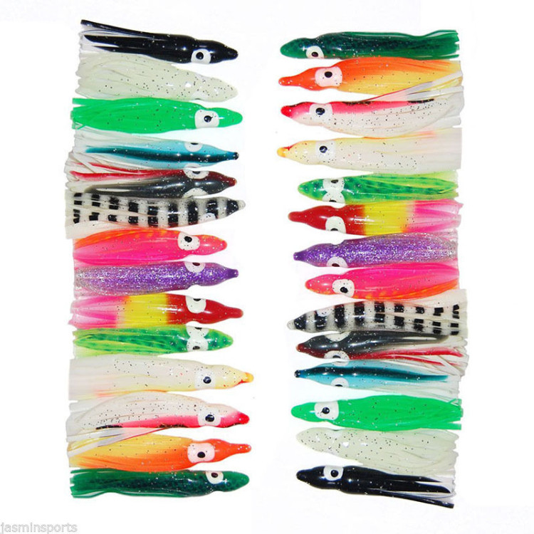 20pcs 5-15cm Octopus Squid Skirt Soft Fishing Lures for Saltwater