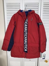 Nautica Boys Red/Navy Full Zip Water Resistant Winter Coat Size Large 14/16 NWT
