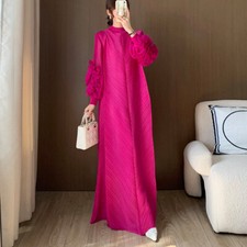 Women's Long Sleeve Extended Length Dress Loose Fit Oversized Pleated Spring New