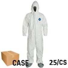 25 Dupont Tyvek Protective Coveralls Cleaning Painting Spray Suits Hood Boots XL