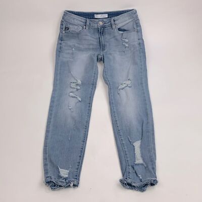 KanCan Distressed Skinny crop ankle jeans Size 9/28 Stretch Light wash denim