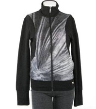 Puma Black  Silver Reflective Stretch Sweat Track Jacket Women's NWT