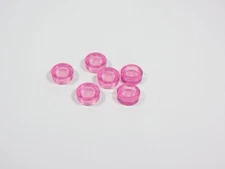 LEGO 6 Trans Pink Round 1x1 Smooth Tiles Plates F12