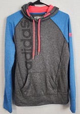 Adidas, Womens Ultimate Hoodie, Size M, Gray With Blue Sleeves