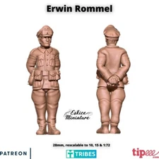 Eskice Miniatures WW2 German General Erwin Rommel WWII Bolt Action 15 20 28mm 32