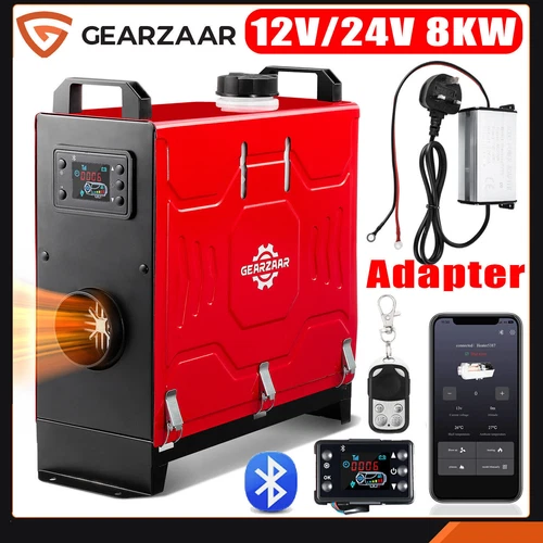 12V/24V Air Diesel Heater 8KW Night APP Remote LCD Bluetooth W/ Power Adapter
