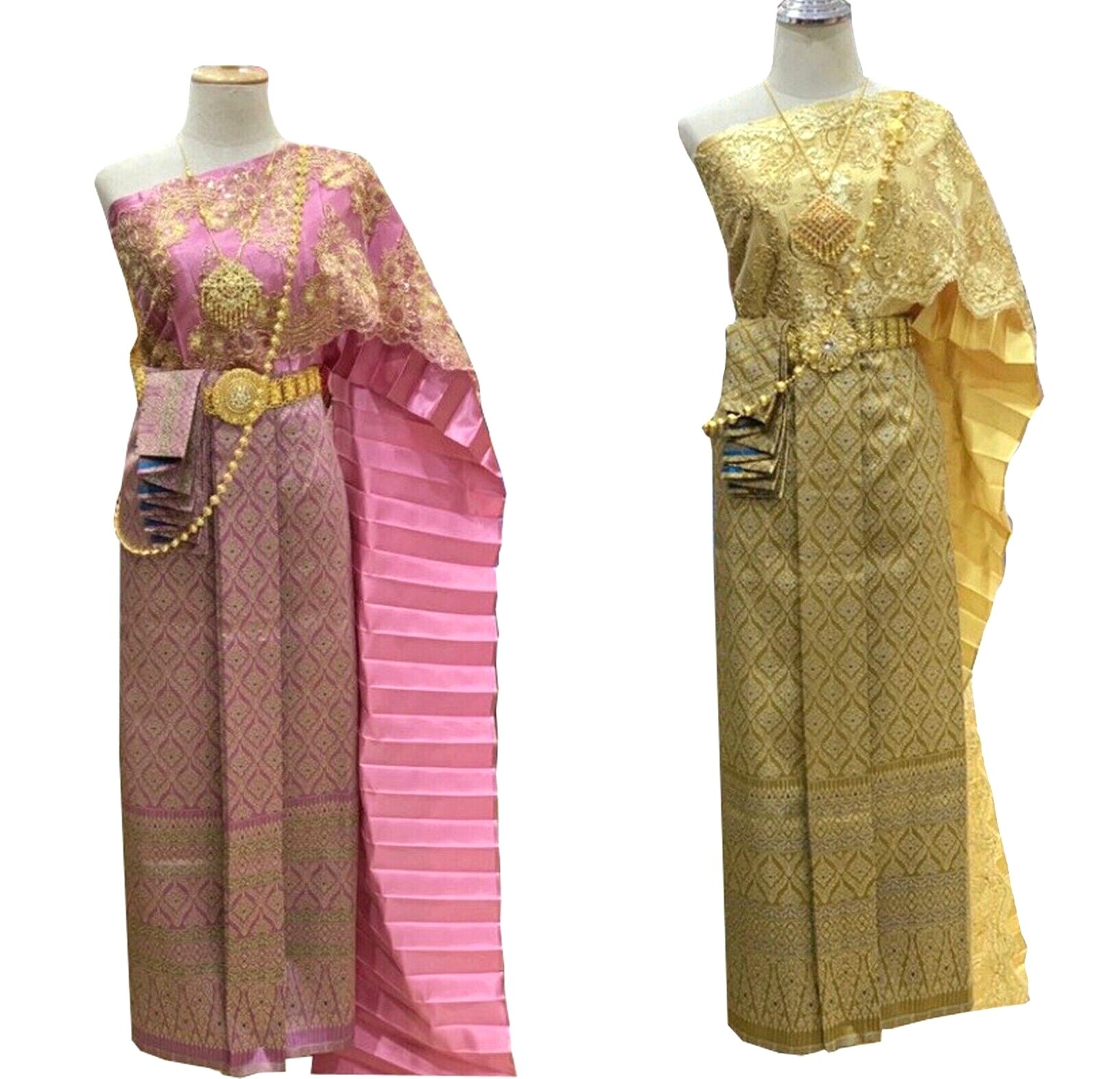 Set of Thai Traditional Vintage Sabai Dress Wedding Dress Thai Costumes