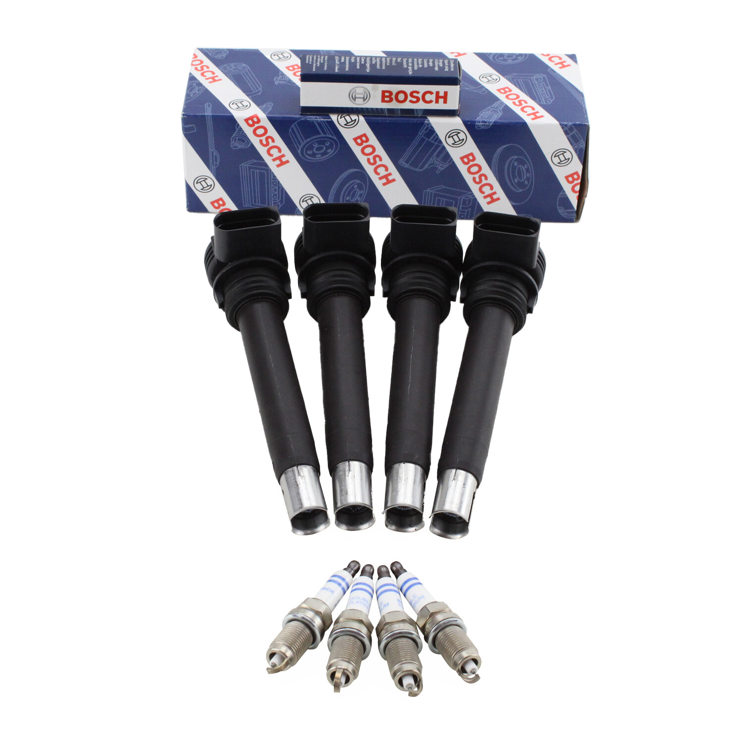 Bosch 4 Ignition Coil 4 OE Fine Wire Double Platinum Spark Plug Kit For A3 CC L4