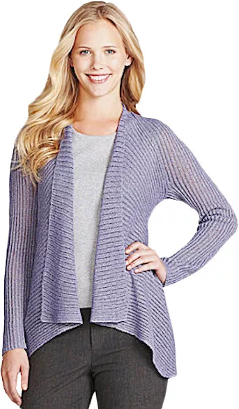 Eileen Fisher Iris Ribbed Linen Cord Sheen Short Shawl Collar