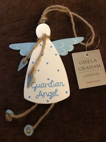 Gisela Graham decorazione da appendere in legno~angelo custode blu~nascita~battesimo - Foto 1 di 1