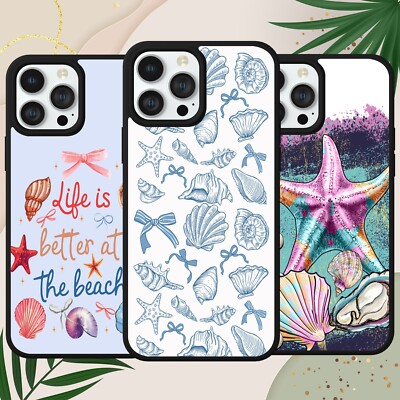 MUSCHEL HANDY HÜLLE COVER FÜR IPHONE SAMSUNG GOOGLE PIXEL BEACH SOMMER KIESEL