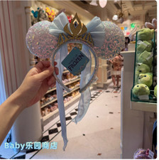 Auténtica diadema orejas de Minnie lentejuelas congeladas de Elsa de Hong Kong parques Disney