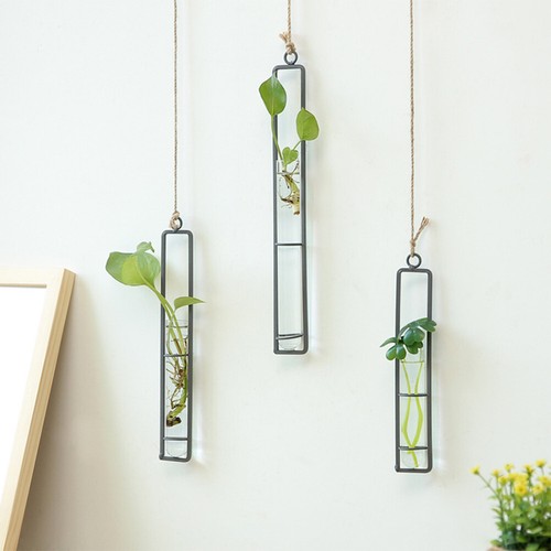  Glas Blumentopf mit Aufhänger Wandvase Hängetöpfe Schreibtisch Pflanzgefäß - Bild 10 von 21