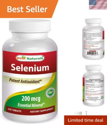 Selenium 200 mcg Tablets, 240 Count - Gluten-Free, Non-GMO Formula for Wellness