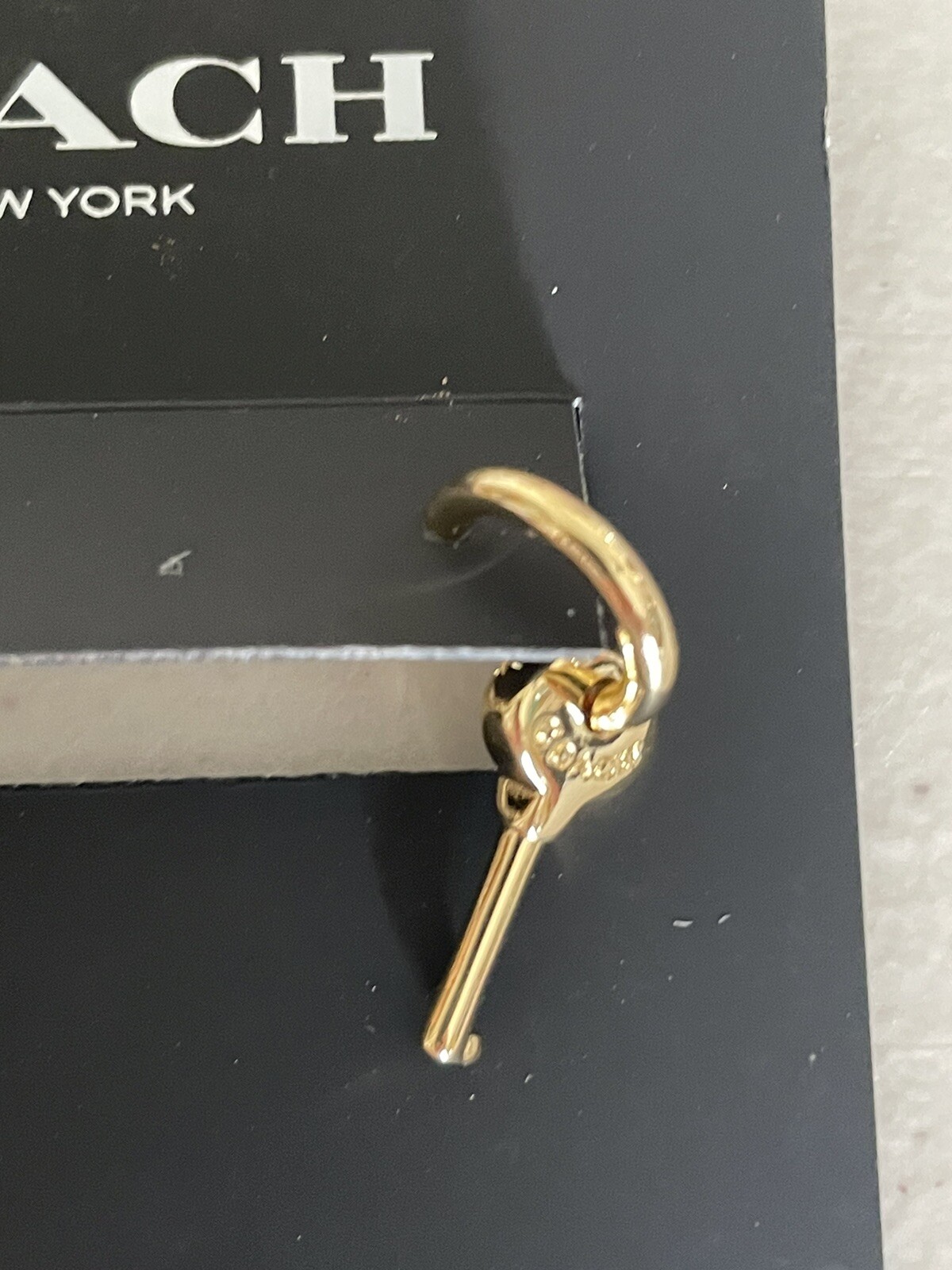 Key Ear Sorter COACH PADLOCK KEY EARRINGS SIGNATURE BRAND BLACK QUILTED & GOLD TONE 1 ...
