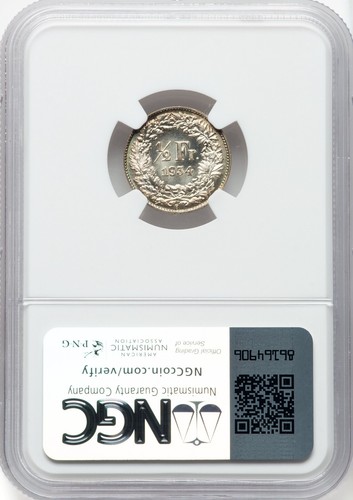 Switzerland - 1934 Confederation 1/2 Franc - NGC MS68 - MIND BLOWING QUALITY! - Picture 4 of 4