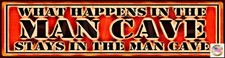 MAN CAVE SIGN WHAT HAPPENS MINI STREET 3"X12" METAL MADE IN USA GARAGE RULES BAR