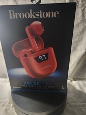 NEW Brookstone Color Link True Wireless Earbuds LCD Bluetooth 5.0 Orange 