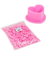 Heart Shaped Tattoo Ink Cups Caps 2x500pc Plastic Disposable (PINK)