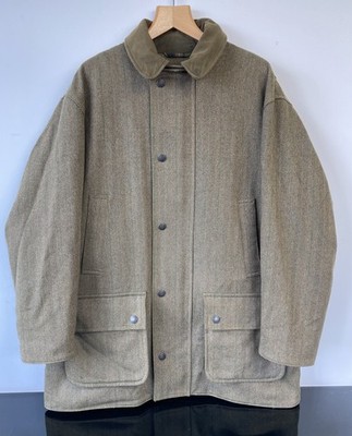 Herren John Partridge Grün Tweed 100% Wolle Mantel Goretex Schießen Feldjacke L