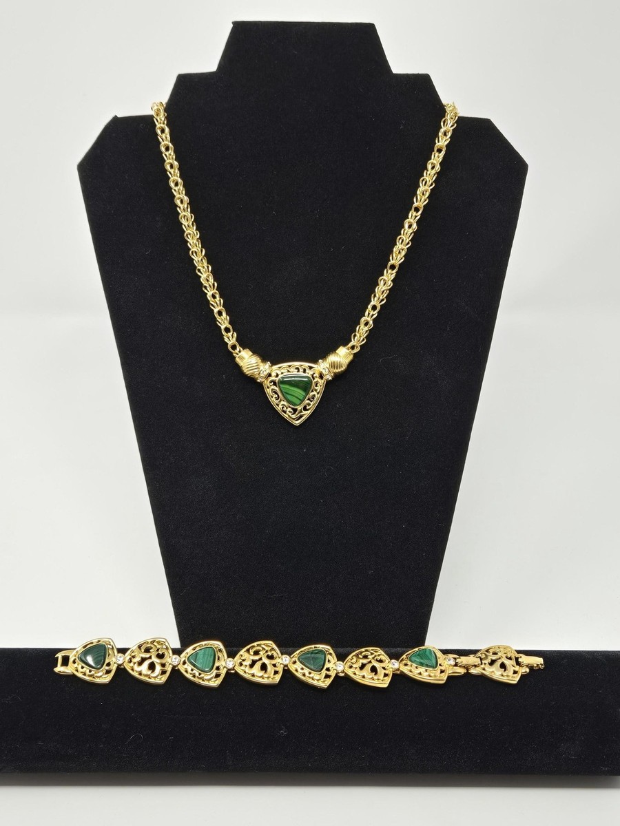 JBK Camrose & Kross Gold Tone Jewelry Set Green Stone Jacqueline