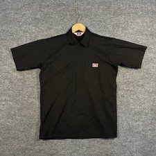 Vintage Ben Davis Shirt Mens Small Black Half Zip Short Sleeve Workwear USA 90s