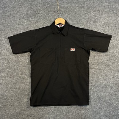 Vintage Ben Davis Shirt Mens Small Black Half Zip Short Sleeve Workwear USA 90s