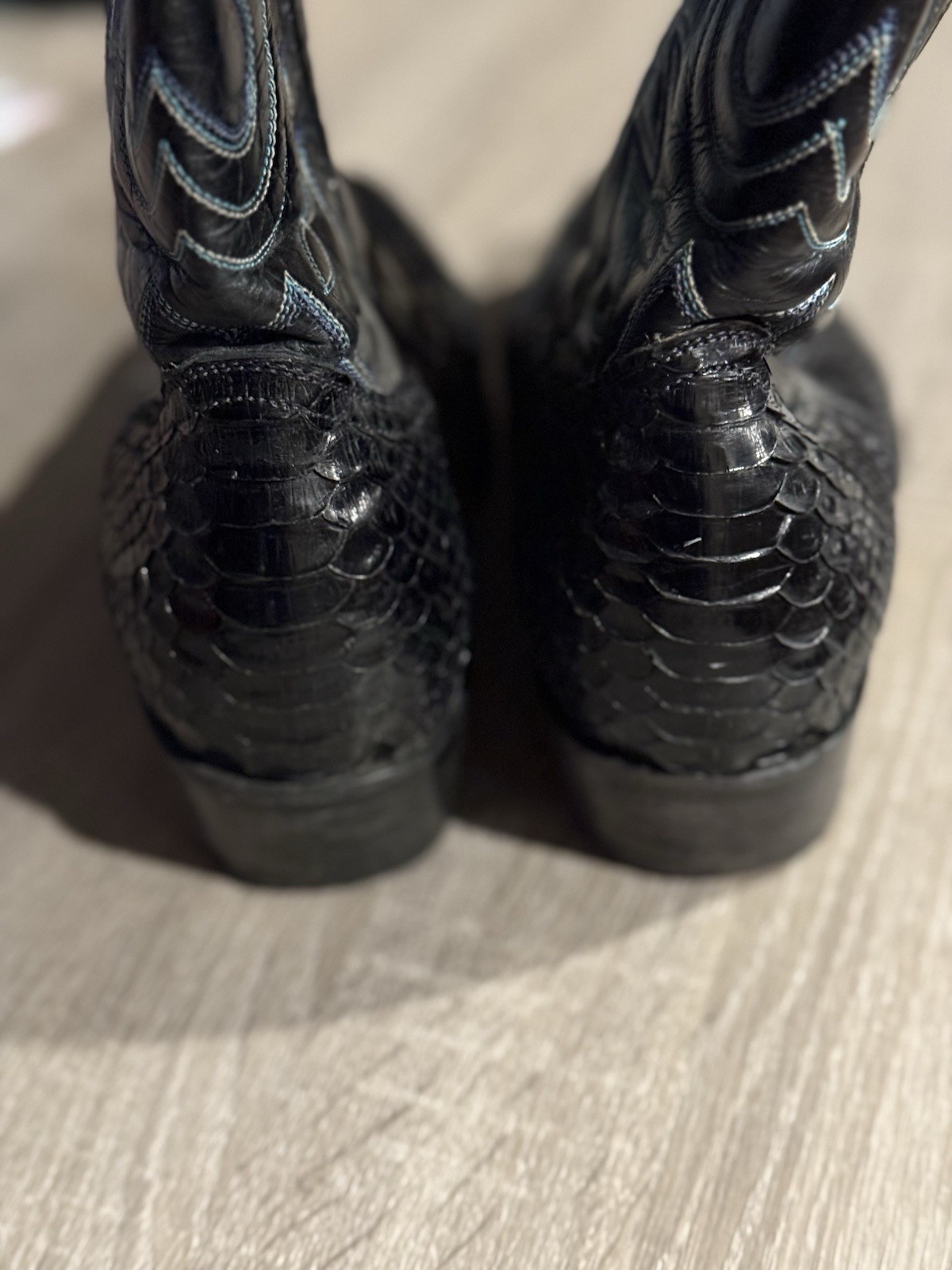 Andre V Leather Python Boots Black Cowboy Boots M… - image 7