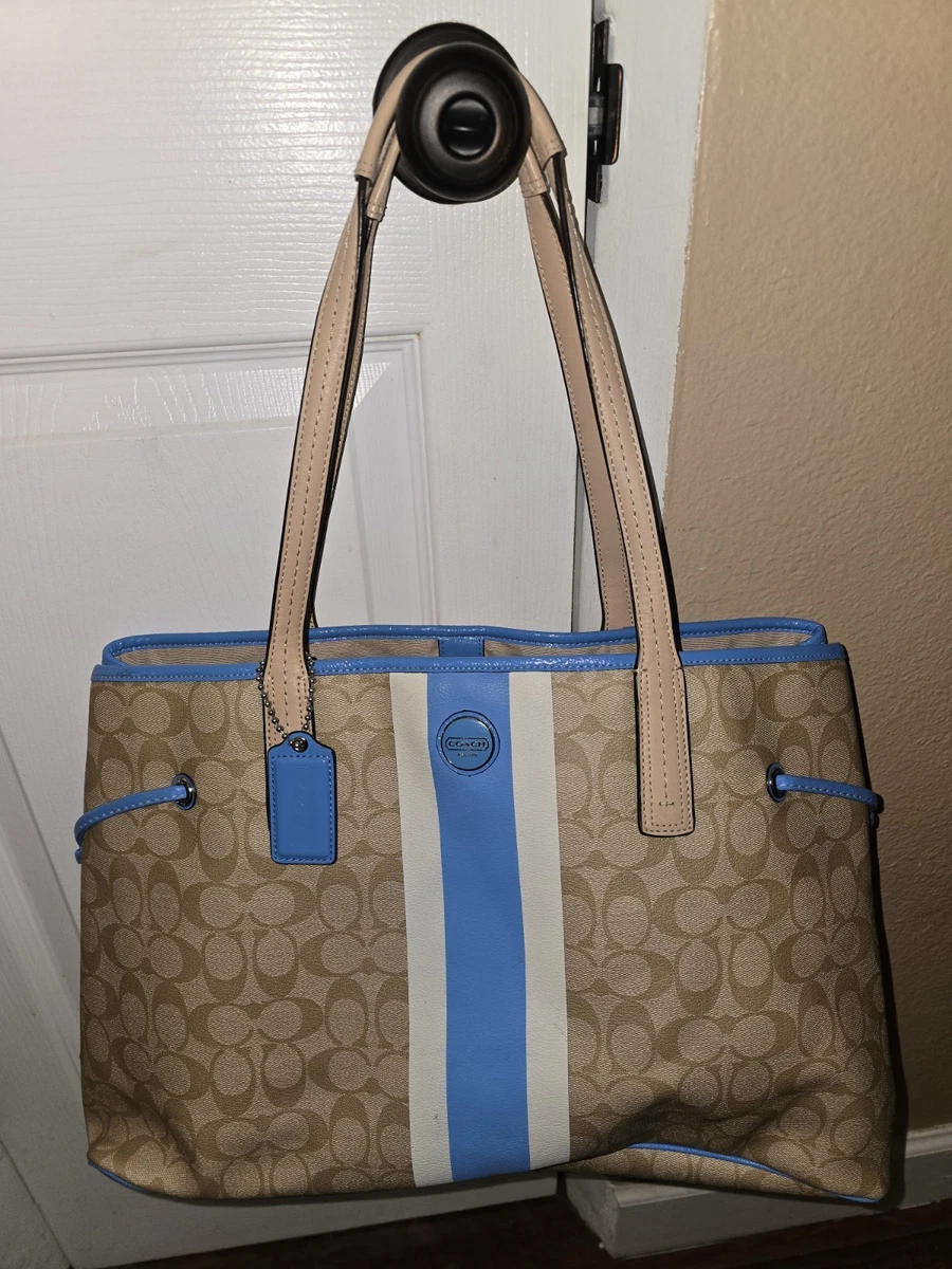 バッグ COACH Signature Blue Canvas Suede Rare Coach Blue Signature Handbag for sale | eBay