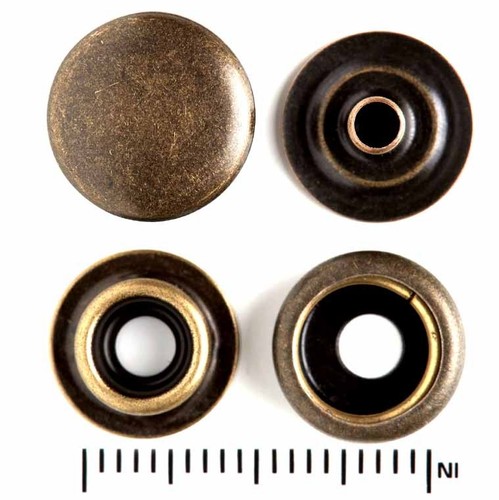 Dimecrafts Leather 15mm Line 24 Snaps Antique Brass Plated 20/pk - Picture 8 of 8