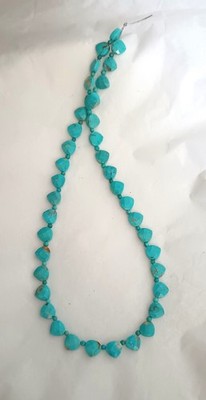 FACETED MEXICAN TURUOISE 7-8MM TRILLION TRIANGLE BRIOLETTE BEADS- 15.5'' -  5603E