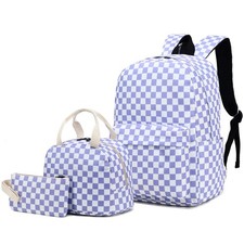 Checkered School Backpack for Girls Kids Teens School Bags Bookbags Set with .