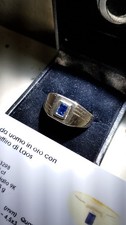 Anello da uomo in oro giallo con ZAFFIRO del Laos e  (CERTIFICATO FOTOGRAFICO)